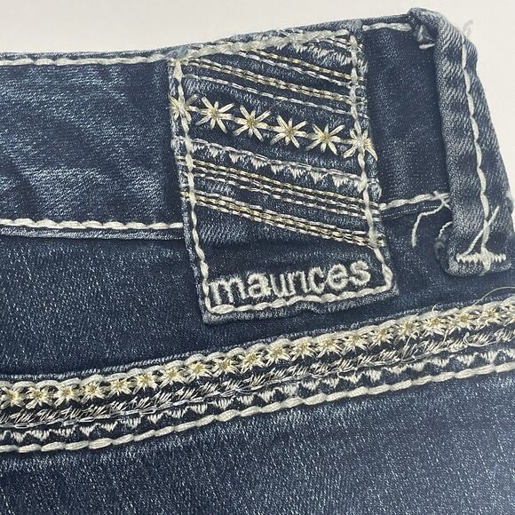 Maurices Denim Capris Heavy Stitch Embroidery Bling Pockets Women's Size 24 - Picture 5 of 16